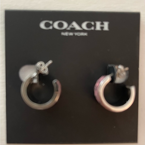 NWT Pink Coach Signature C Huggie Earrings - Picture 6 of 9